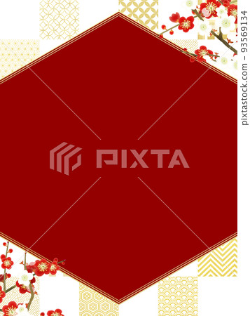 Checkered background and plum blossom Checkered background and plum blossom 93569134
