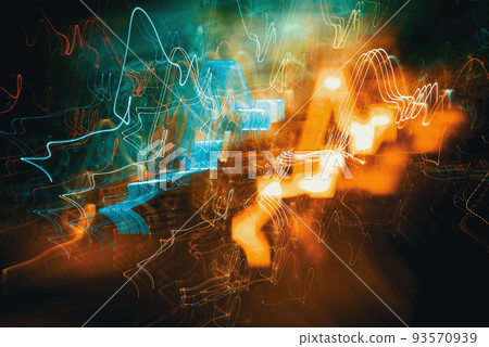 Abstract blurred cityscape neon lights background Abstract blurred cityscape neon lights background 93570939