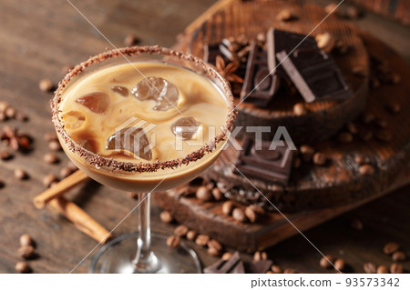 Cream and coffee cocktail with ice. Cream and coffee cocktail with ice. 93573342