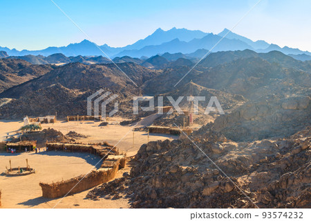 View on bedouin village in Arabian desert, Egypt View on bedouin village in Arabian desert, Egypt 93574232