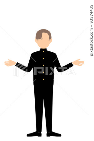 Male student wearing school uniform, gesture to spread both hands 93574435
