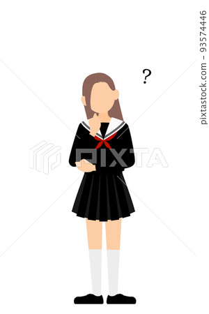 A girl student wearing a sailor suit has a question 93574446