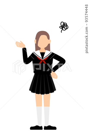 一個穿水手服的女學生麻煩把手放在腰上,嘆了口氣 一個穿水手服的女學生麻煩把手放在腰上,嘆了口氣 93574448