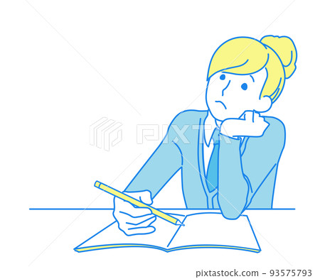 Image illustration of a girl who is not focused on studying 93575793