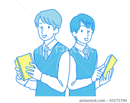 Image illustrations of rivals and friends-high school students, long sleeves, vests 93575794