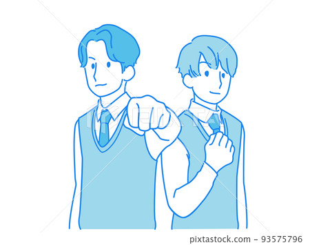 Boy doing a guts pose-High school student, long sleeves, vest 93575796