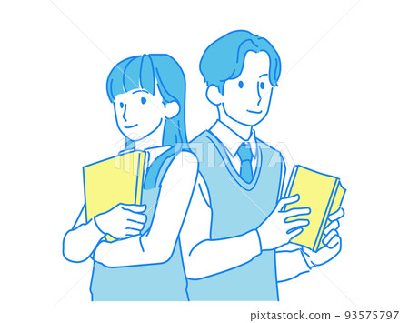 Rival girl and boy image illustration - high school student, junior high school student, long sleeves, vest 93575797