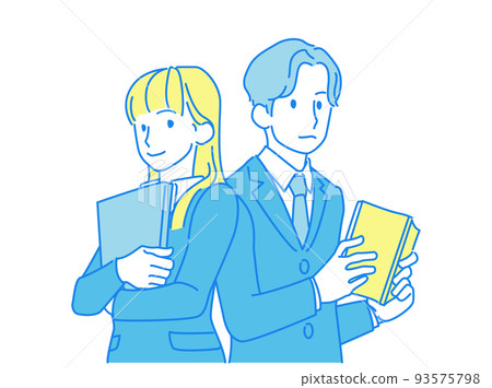 Rival girl and boy image illustration-high school student, junior high school student, blazer, winter clothes 93575798