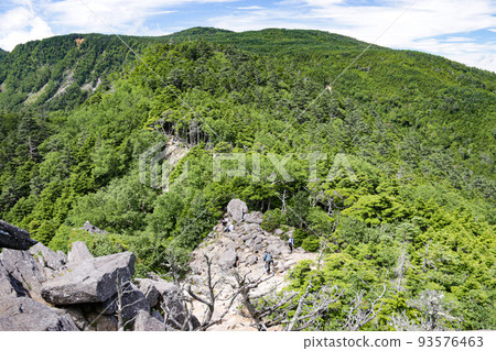 North Yatsugatake in summer, view from the summit of "Nyu", overlooking Nakayama 93576463