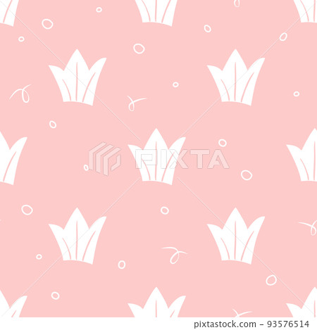 Abstract Doodle Seamless Vector Patter with Tiny Hand Drawn Crowns