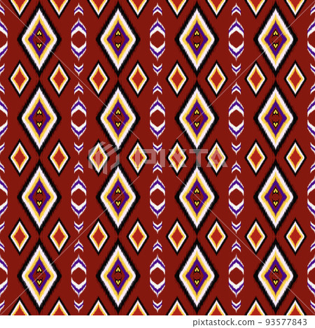 fabric ikat seamless pattern geometric ethnic traditional embroidery style.Design for background carpet wallpaper clothing wrapping Batik fabric illustration embroidery style 93577843