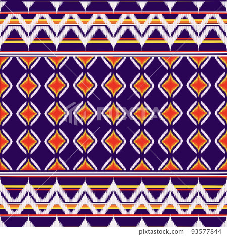 fabric ikat seamless pattern geometric ethnic traditional embroidery style.Design for background carpet wallpaper clothing wrapping Batik fabric illustration embroidery style 93577844