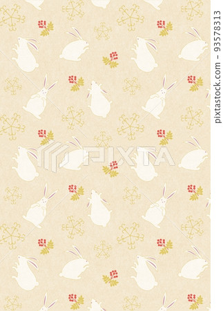 New Year's card 2023 snow rabbit and red fruit 93578313