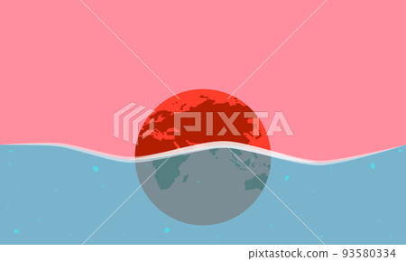 global warming. swimming earth. hot planet. vector illustration esp10 93580334