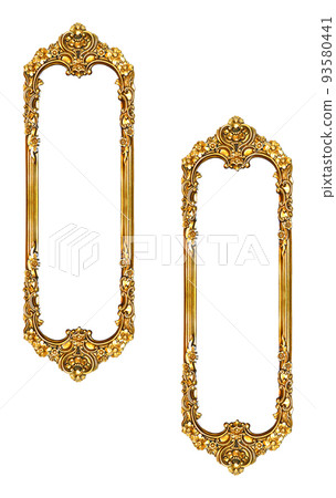 Rectangular empty wooden and gold gilded ornamental two frame Rectangular empty wooden and gold gilded ornamental two frame 93580441