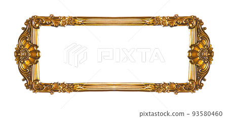Rectangular empty wooden and gold gilded ornamental frame 93580460