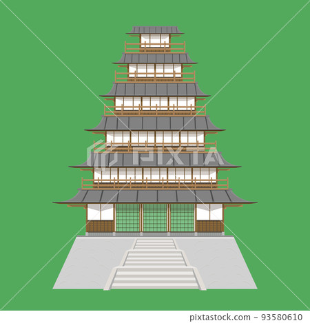 japanese tower wood brown color vector illustration eps10 93580610