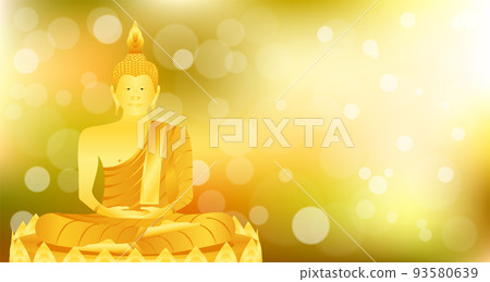 monk phra buddha sitting lotus base for pray concentration composed release. colorful background. vector illustration eps10 93580639
