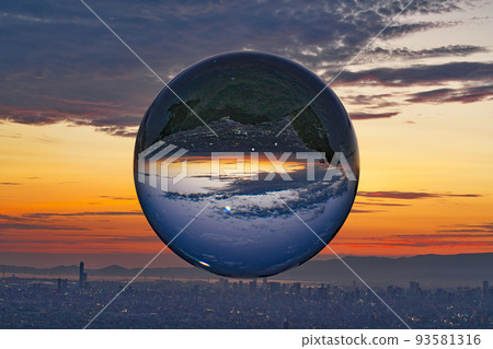 【眺望大阪平原（夕陽）（水晶球）】地點：大阪府八尾市水見地藏尊大字神達 93581316