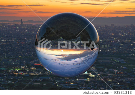 【眺望大阪平原（夕陽）（水晶球）】地點：大阪府八尾市水見地藏尊大字神達 93581318