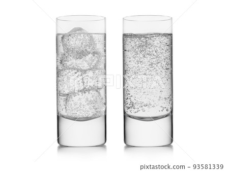 Highball glasses with sparkling water drink on white. Highball glasses with sparkling water drink on white. 93581339