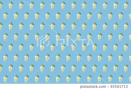 pattern with Glass tumblers of mojito on blue background pattern with Glass tumblers of mojito on blue background 93581713