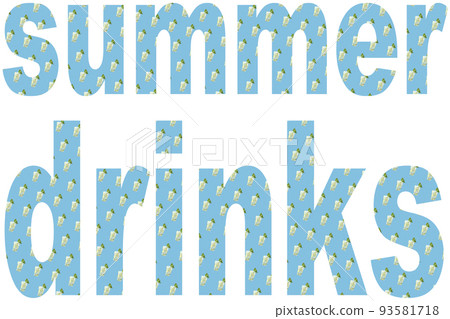 Font summer drinks with transparency pattern with glasses of mojito on blue background 93581718