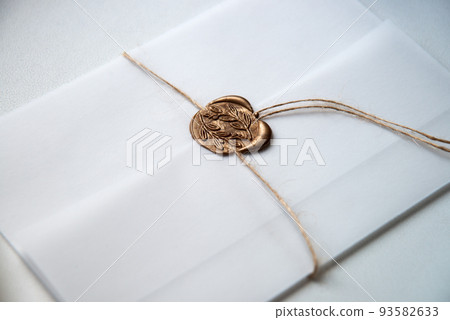 White envelope with a seal. Light background White envelope with a seal. Light background 93582633
