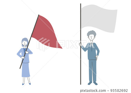 拿著國旗的男人和女人的插圖 93582692