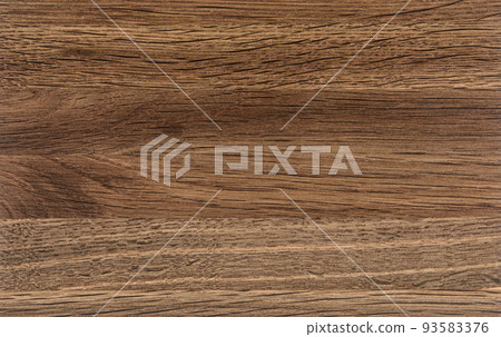 Brown Beige Texture of stained oak wood with grain, fragment of a wooden panel hardwood. surface bark is used as natural background, web page, board, table. Contrasts and symmetries. Space for text. 93583376