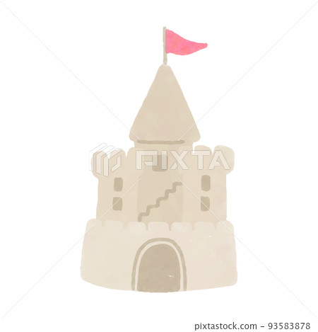 Sand castle watercolor style hand-drawn illustration 93583878