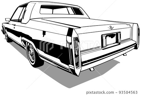 Drawing of a Vintage Car American Limousine 93584563