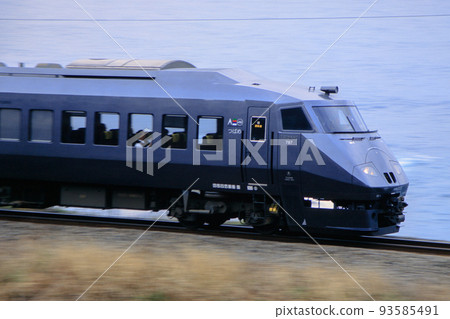 787 series limited express "Tsubame" running against the backdrop of the East China Sea 93585491