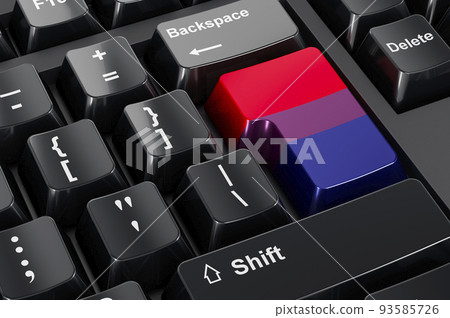 Bisexual flag painted on computer keyboard. 3D rendering Bisexual flag painted on computer keyboard. 3D rendering 93585726