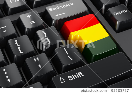 Bolivian flag painted on computer keyboard. Online business, education, shopping in Bolivia concept. 3D rendering 93585727