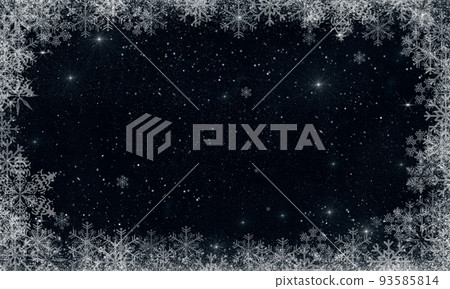 Abstract Christmas dark blue background with white snowflakes .Blue Christmas and New Year background 93585814