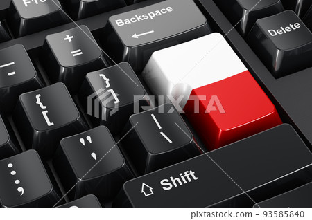 Polish flag painted on computer keyboard. Online business, education, shopping in Poland concept. 3D rendering Polish flag painted on computer keyboard. Online business, education, shopping in Poland concept. 3D rendering 93585840
