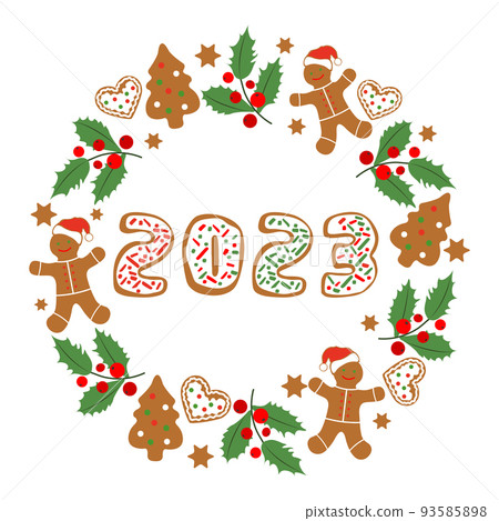Vector Merry Christmas New Year 2023 Gingerbread Vector Merry Christmas New Year 2023 Gingerbread 93585898