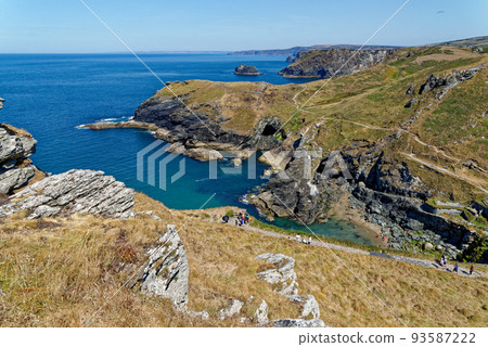 View of the coastline from Tintagel castle - Cornwall, 93587222