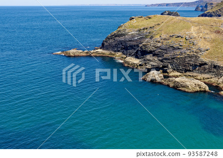 View of the coastline from Tintagel castle - Cornwall, 93587248