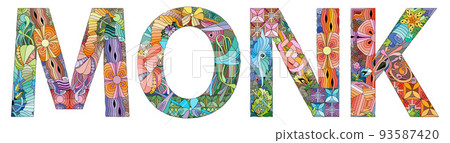 MONK hand drawn modern design vector illustration. 93587420