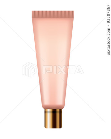 Makeup cosmetic package. Isolated beauty product and facial decorative cosmetic tool. Blank template of container for foundation 93587867