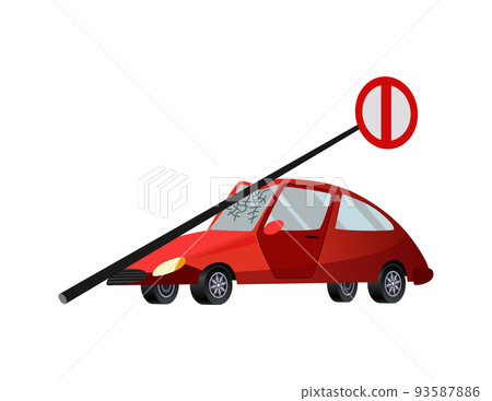Accident on road car damaged. Road insurance case accident. Car crash symbol icon. Damaged vehicle insurance. Auto crashed into a road sign. Not recoverable. Advertising an insurance company Accident on road car damaged. Road insurance case accident. Car crash symbol icon. Damaged vehicle insurance. Auto crashed into a road sign. Not recoverable. Advertising an insurance company 93587886
