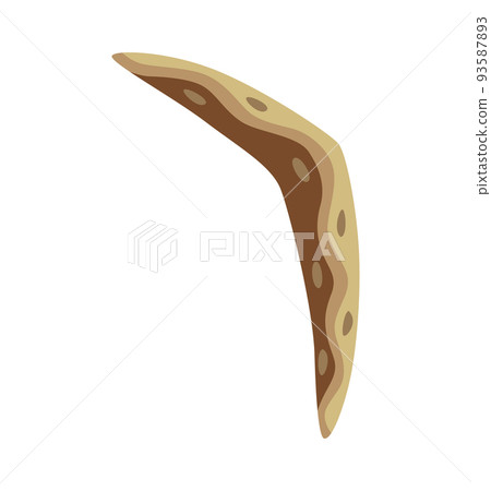 Ancient age stone tool for hunting or work. Cartoon boomerang, prehistoric caveman instrument. Vector illustration of primitive culture tool in flat style isolated on white background Ancient age stone tool for hunting or work. Cartoon boomerang, prehistoric caveman instrument. Vector illustration of primitive culture tool in flat style isolated on white background 93587893