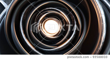 abstract technology design dark orb sphere with glowing light and metal parts 3d render illustration 93588010