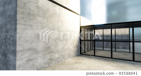 modern concrete building wall background with glass and metal elements 3d render illustration modern concrete building wall background with glass and metal elements 3d render illustration 93588041
