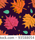 Maple leaf on a dark purple background,  Graphic on fabric textile design 93588054