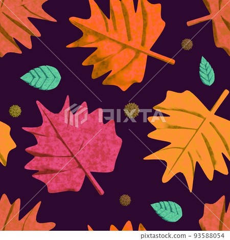 Maple leaf on a dark purple background, Graphic on fabric textile design Maple leaf on a dark purple background, Graphic on fabric textile design 93588054