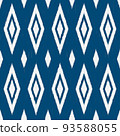 white and blue ikat ethnic design background. Seamless simple geometric design 93588055