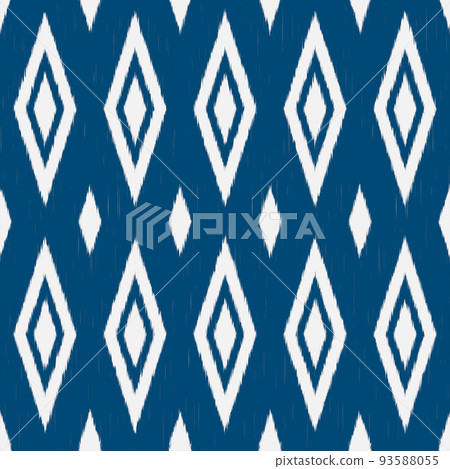 white and blue ikat ethnic design background. Seamless simple geometric design white and blue ikat ethnic design background. Seamless simple geometric design 93588055